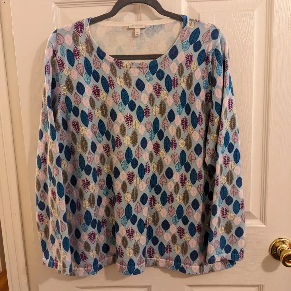 Talbots Multicolor Leaf Pattern Sweater - Picture 1 of 11